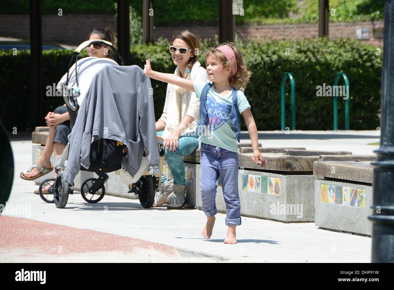 Jessica Alba takes her daughters to a park in Beverly Hills Los Angeles ...