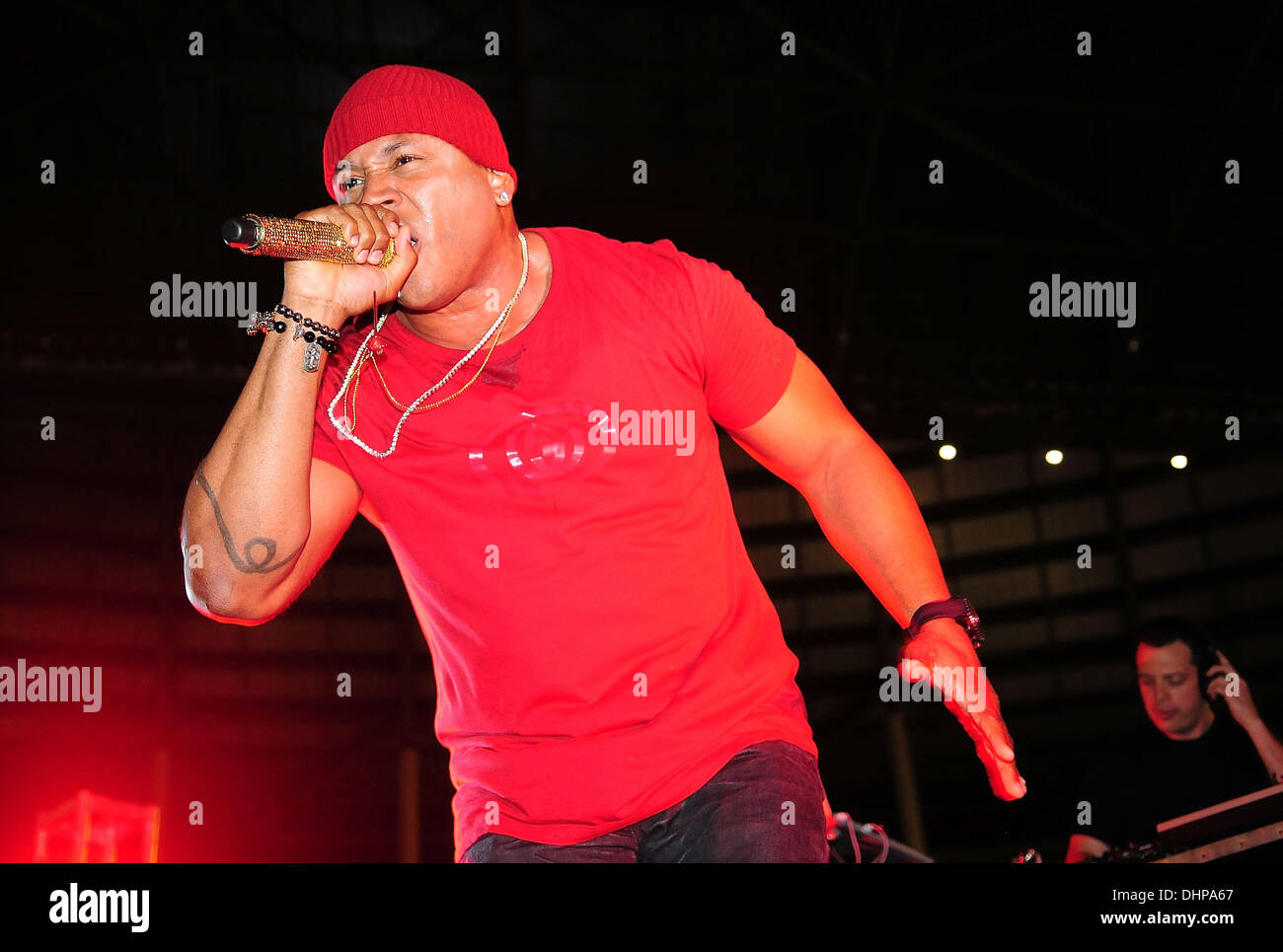 LL Cool J performs live at Marlins Jiffy Lube Friday Night Live during Miami Marlins vs. New York Mets at Marlins Park Miami, Florida - 11.05.12 Stock Photo