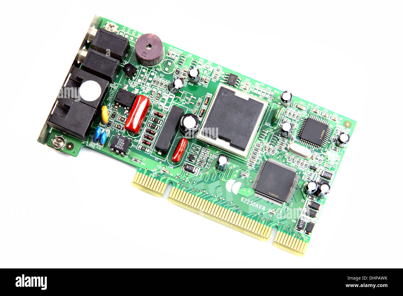 The modem Connection Computer equipment circuit board on white