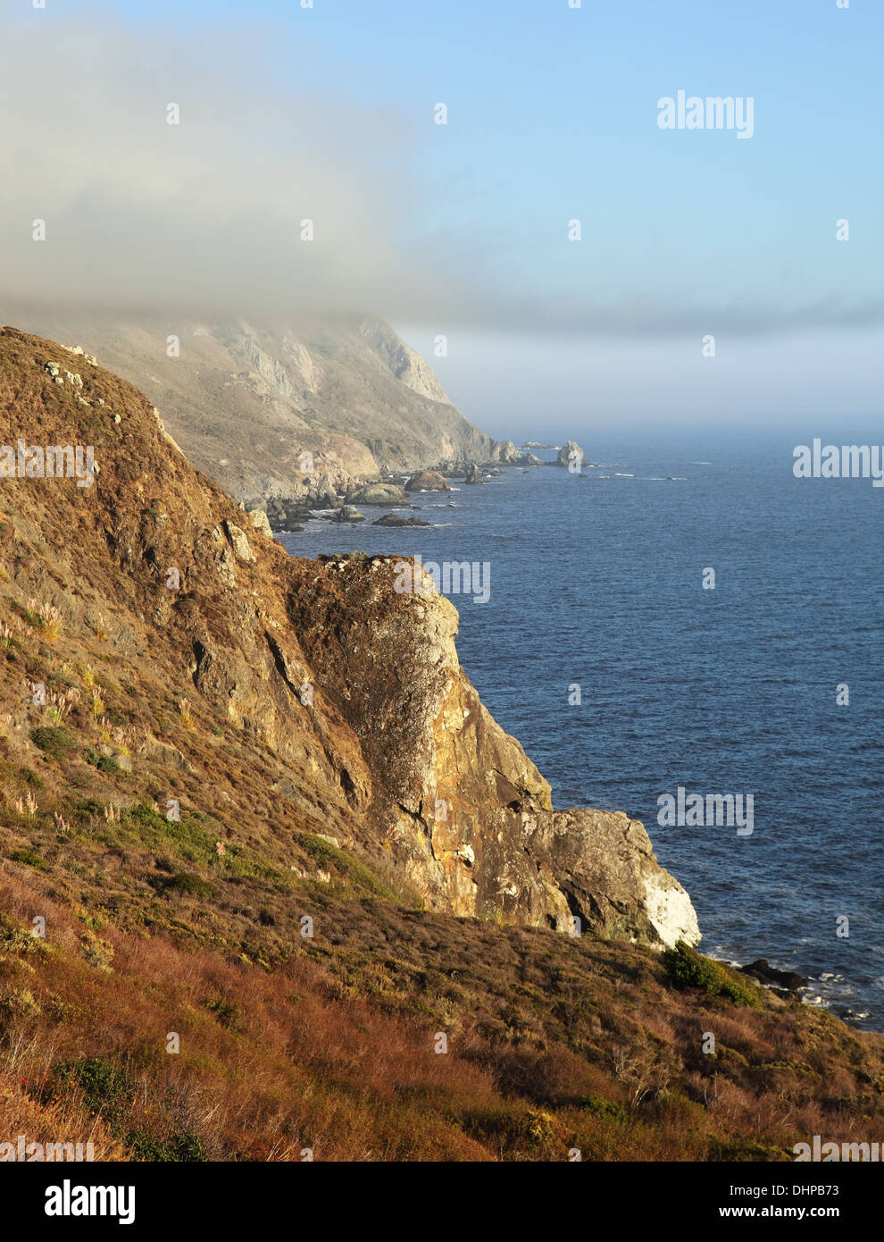 Coast of Pacific ocean  and a morning fog Stock Photo