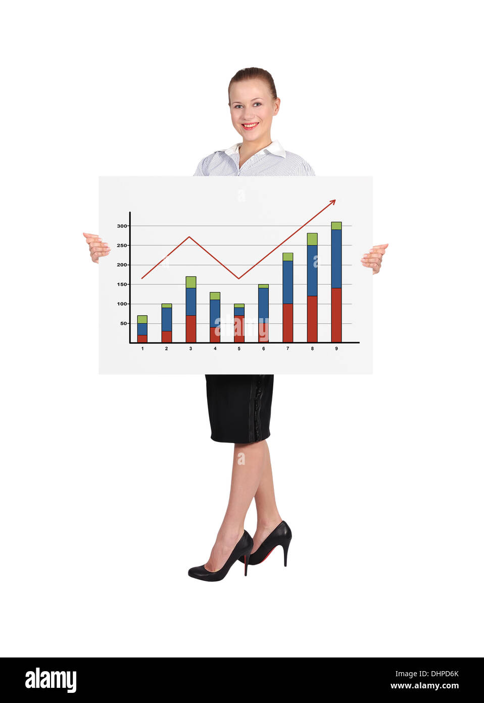 woman holding billboard with business growth Stock Photo