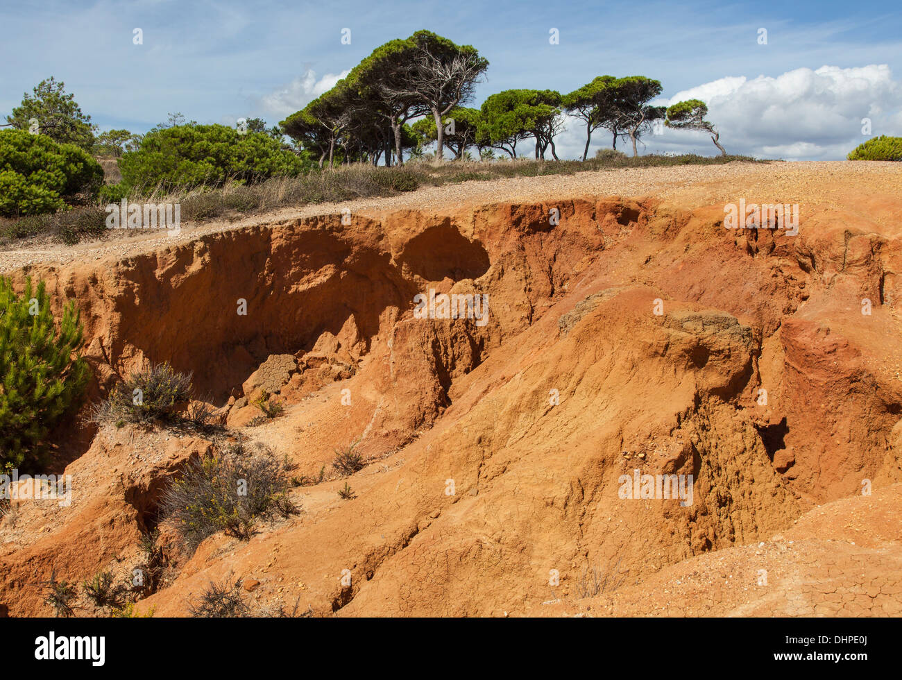 Land erosion on the Algarve coastline. Stock Photo