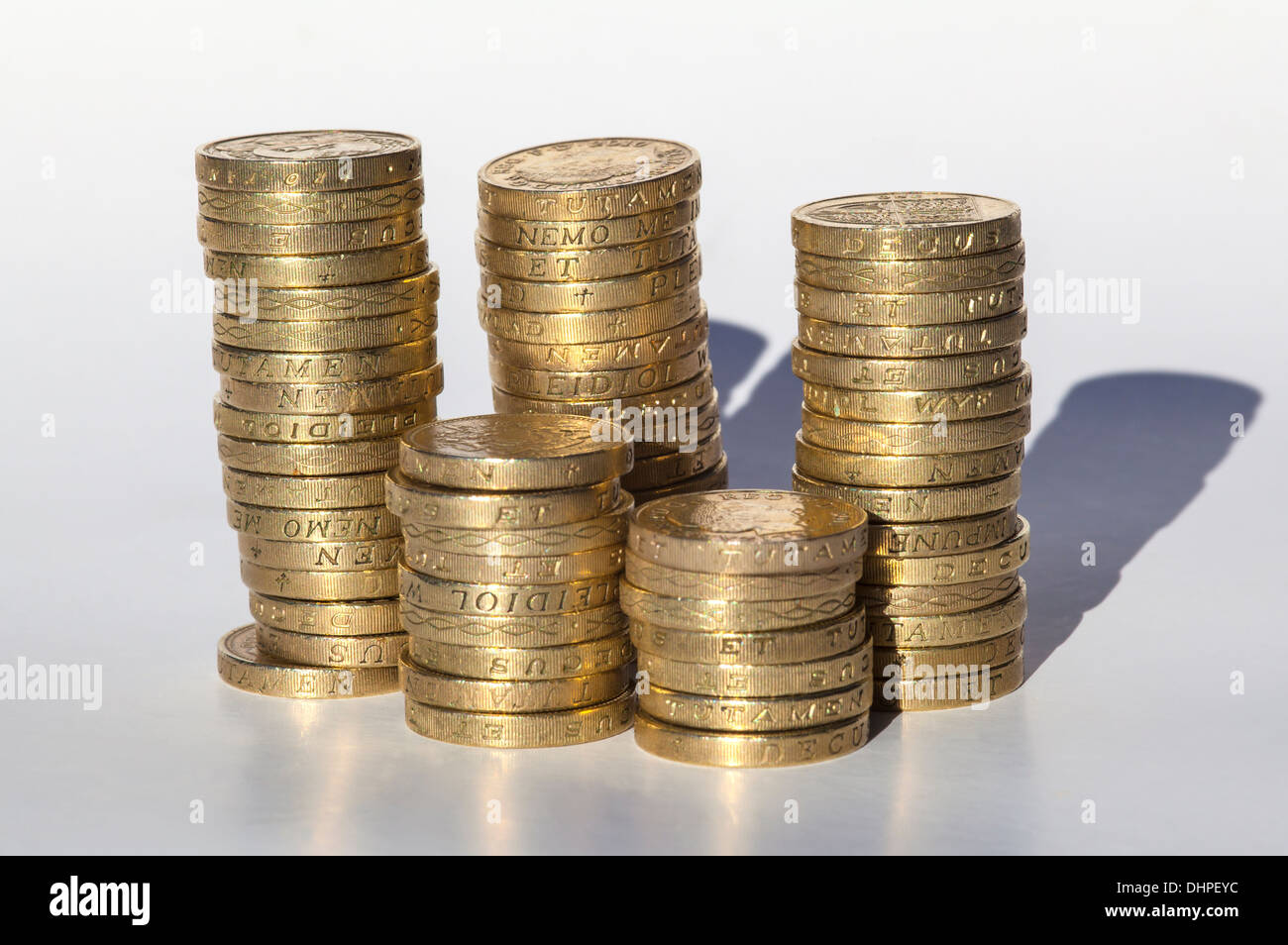 Pile of pound coins Stock Photo