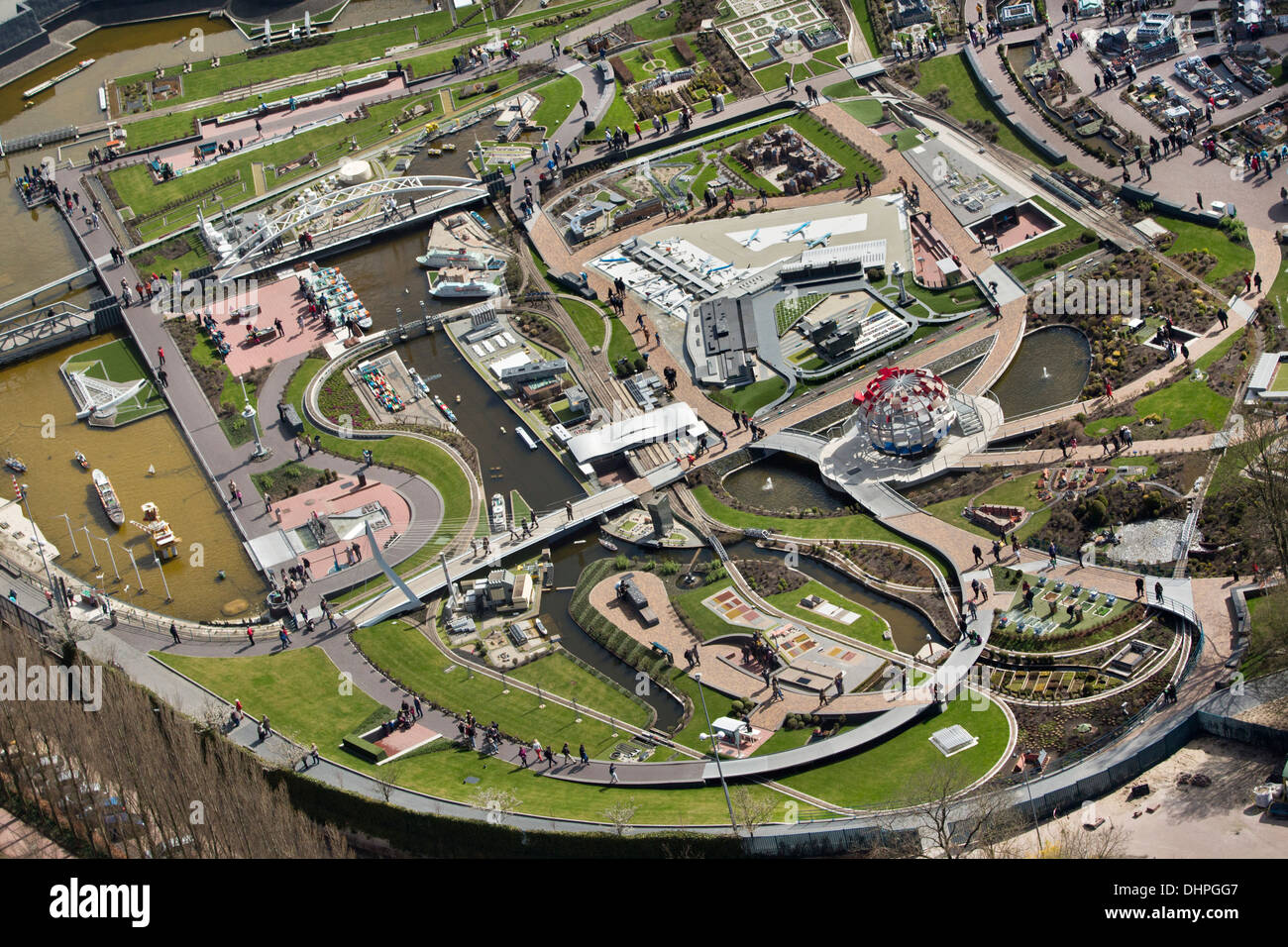 Netherlands, Den Haag, The Hague, Miniature Park Madurodam, a journey through the Netherlands, Aerial Stock Photo