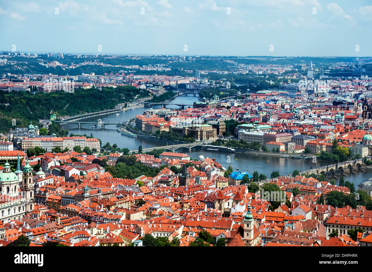 View on Prague cityscape and Vltava river Stock Photo
