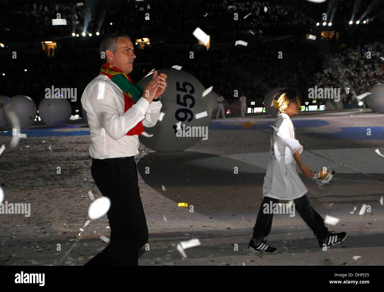 Jose Mourinho and son Jose Mario, Jr. The Real Madrid team celebrate winning their 32nd La liga