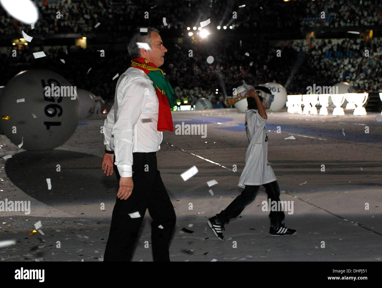 Jose Mourinho and son Jose Mario, Jr. The Real Madrid team celebrate winning their 32nd La liga