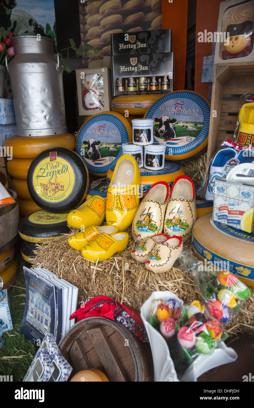 Netherlands, The Hague, Souvenir shop with typical Dutch products, like cheese and clogs Stock Photo