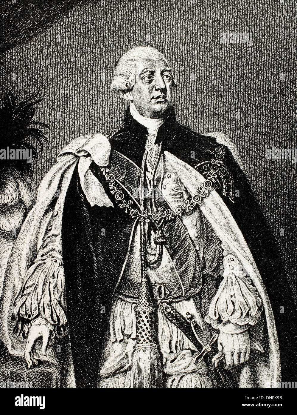 George III (1738-1820). King of Great Britain and Ireland later King of the United Kingdom and of Hanover. Engraving. Stock Photo