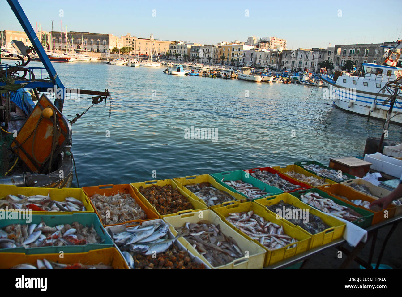 Fish market at harbor, Otranto, Puglia, italy Stock Photo Alamy