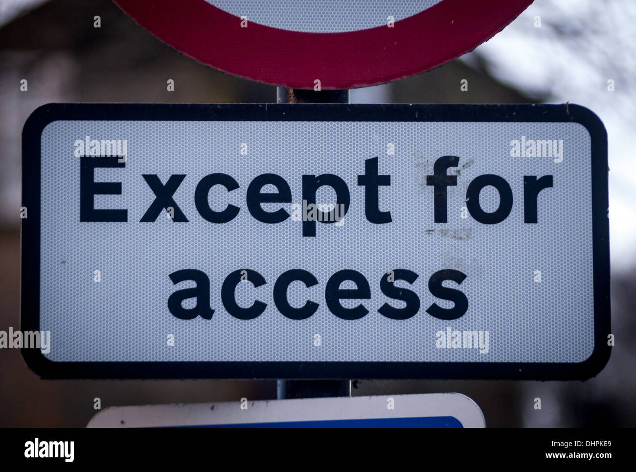 Except for Access sign Stock Photo