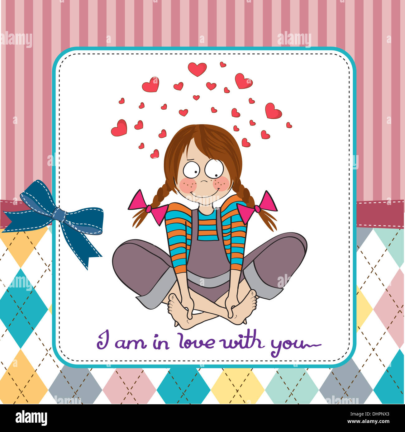 pretty young girl in love, illustration in vector format Stock Photo ...