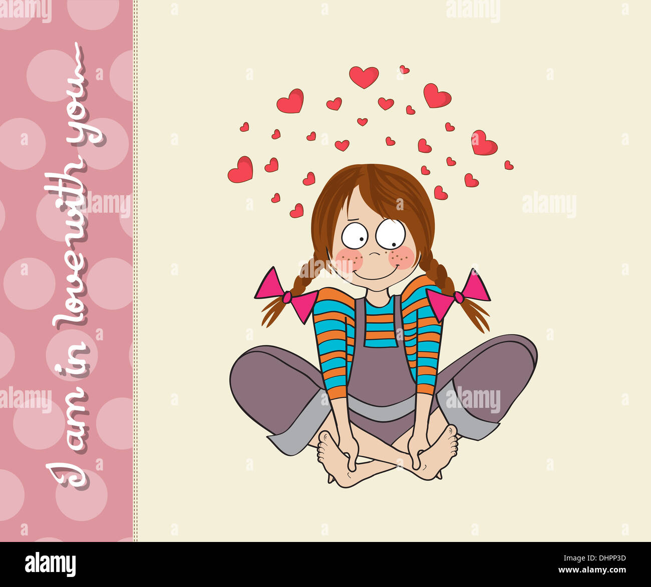 pretty young girl in love, illustration in vector format Stock Photo ...