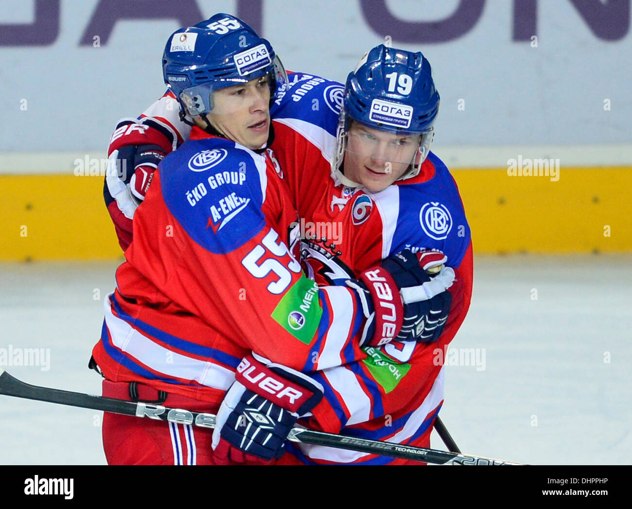 Prague, Czech Republic . 13th Nov, 2013. KHL ice hockey match, Lev
