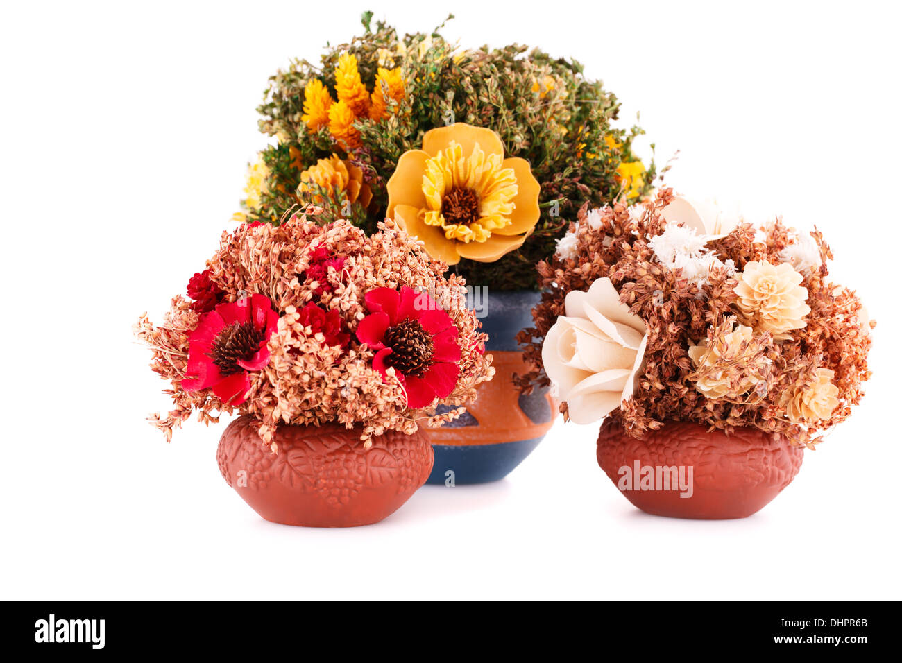 Flowers in vases isolated on white background Stock Photo - Alamy