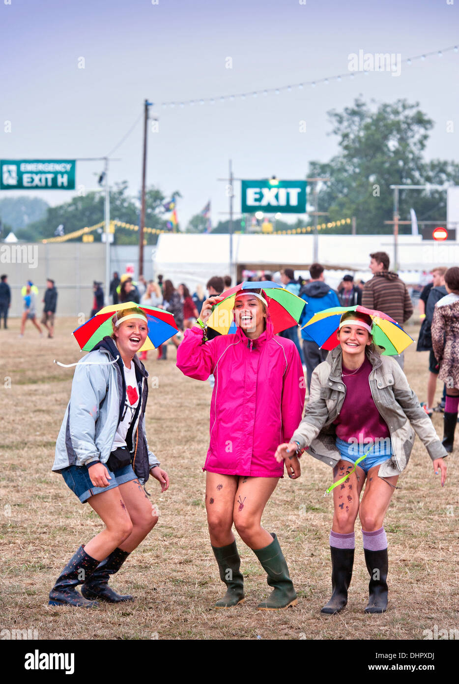 The Reading Festival - young festival goers UK 2013 Stock Photo
