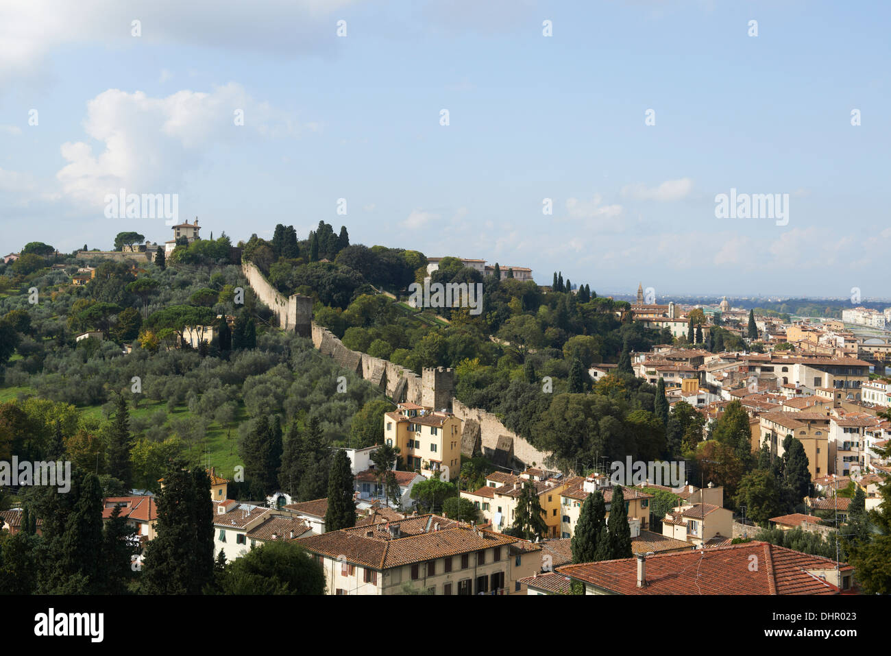 The medieval city wall of Florence Tuscany on the southern side of the