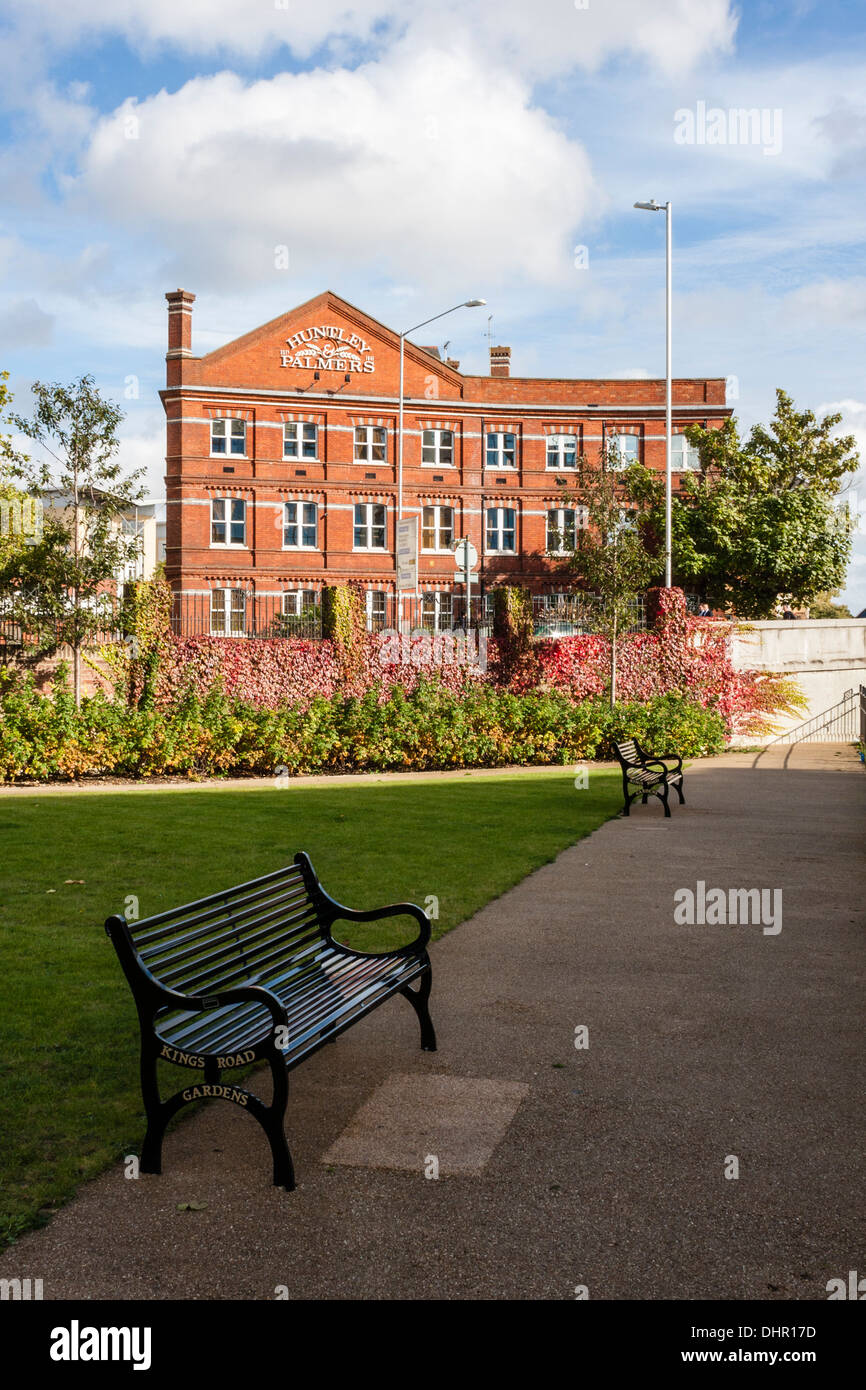 The Huntley and Palmer building from King's Road Gardens, Reading, Berkshire, England, GB, UK. Stock Photo