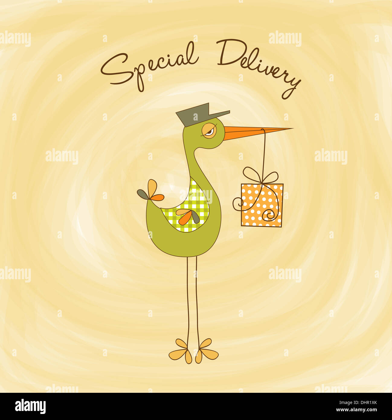 baby shower card with stork Stock Photo - Alamy