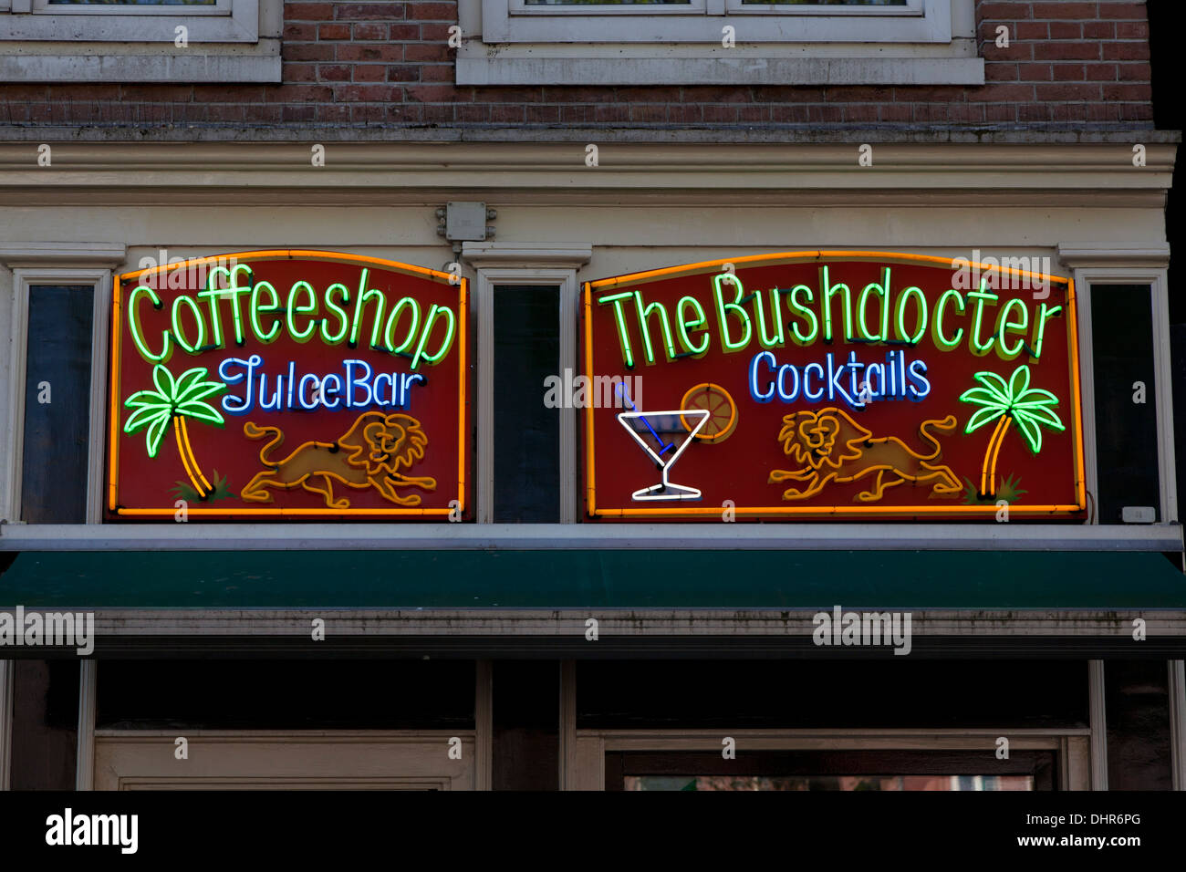 Neon sign of a coffee shop in Amsterdam, Holland Stock Photo