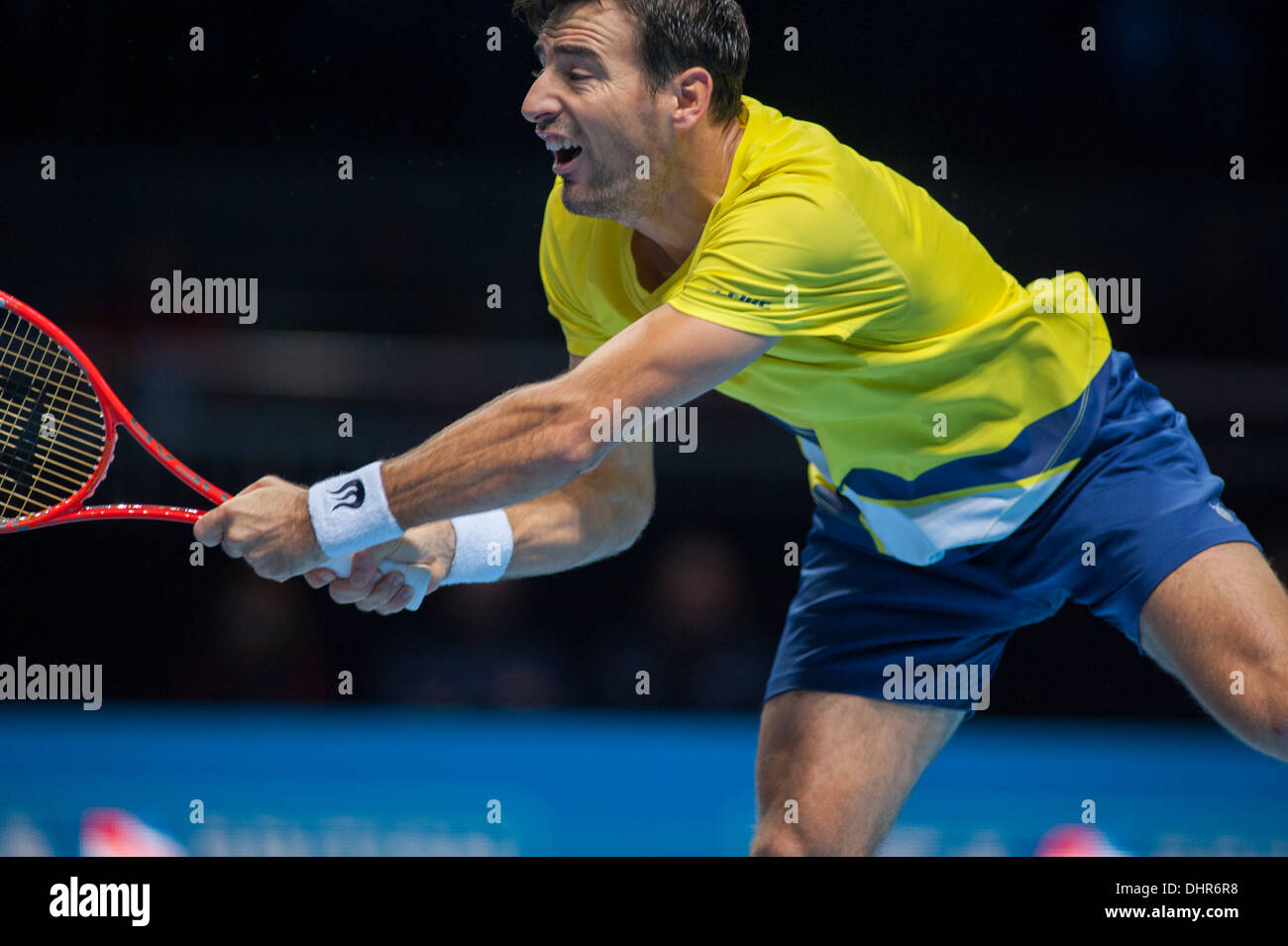 Ivan Dodig doubles player on court at the Barclays ATP World Tour Finals,  The O2, Day 2 Stock Photo - Alamy