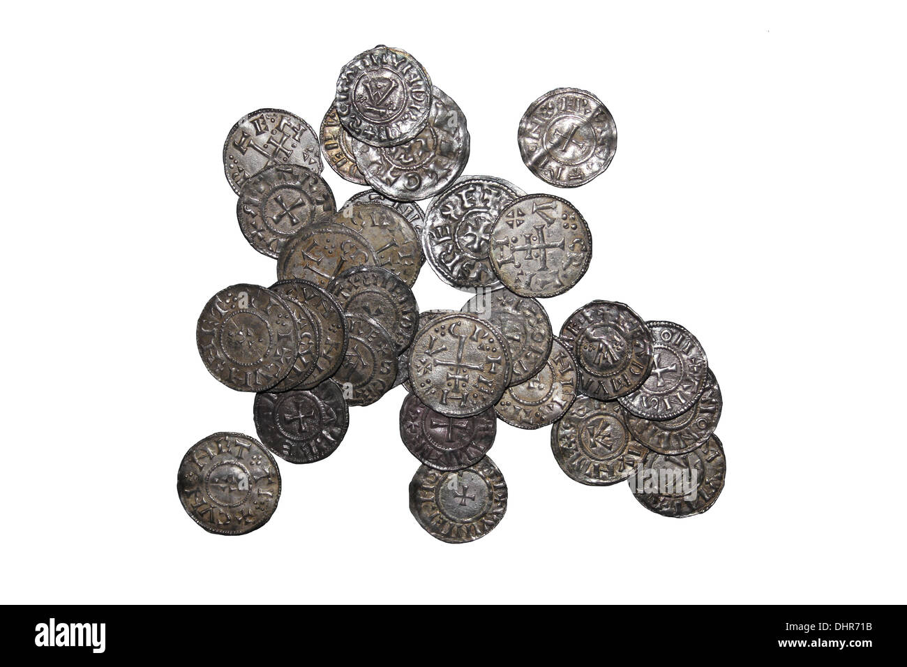 Viking Age Silver Coins From The Cuerdale Hoard, Lancashire Stock Photo