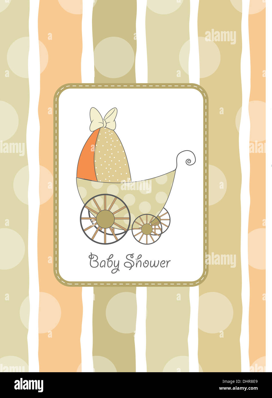 baby shower card with cute stroller, vector format Stock Photo - Alamy