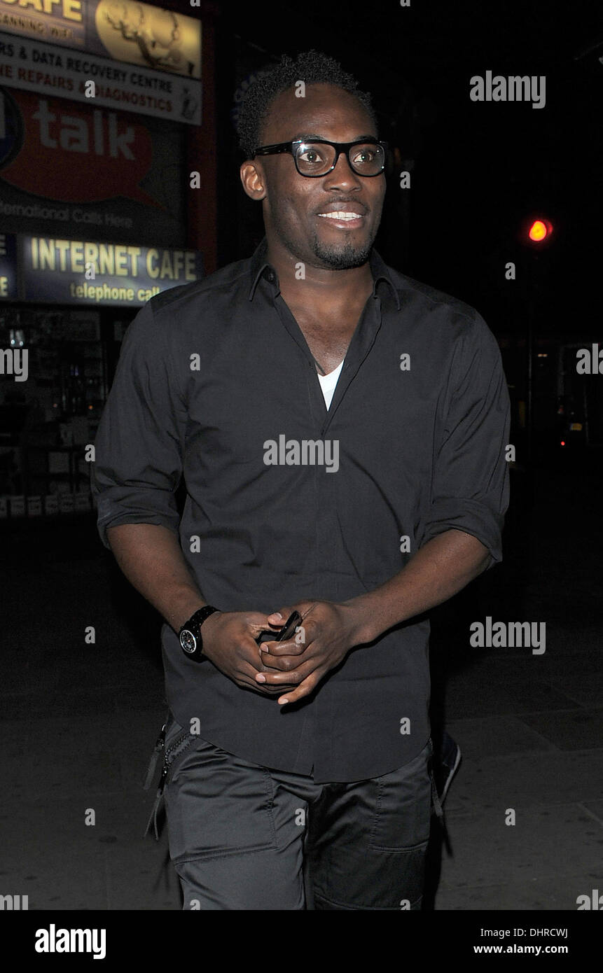 Michael Essien joins some of his Chelsea FC team mates for a night out at Boujis nightclub in Kensington following their victory in the Champions League Final. The group arrived just before 1am, and left shortly after 4am. London, England - 21.05.12 Stock Photo