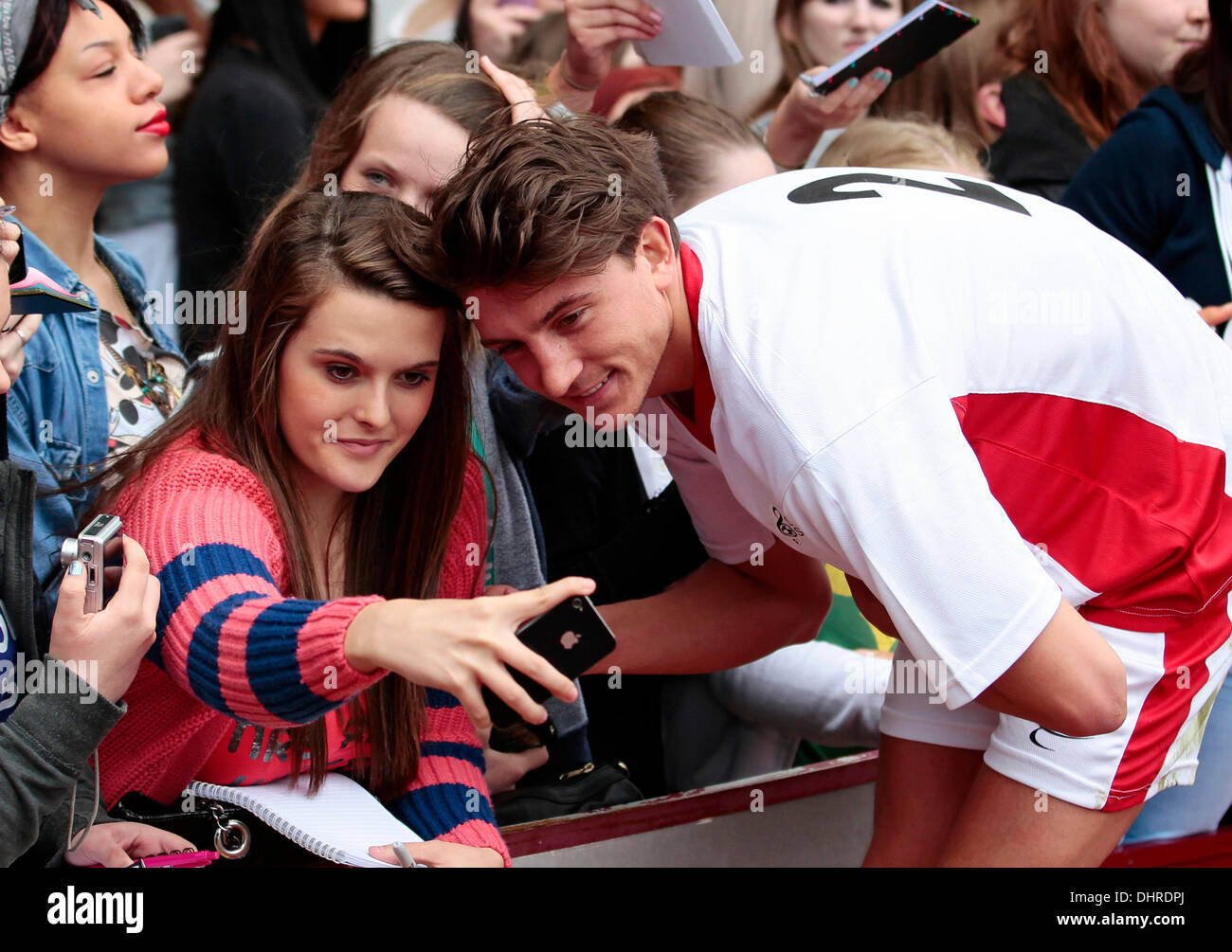 Tom K of 'The Only Way Is Essex' Celebrity Soccer Six match held at West Ham Football Club grounds in Upton Park London, England - 20.05.12 Stock Photo
