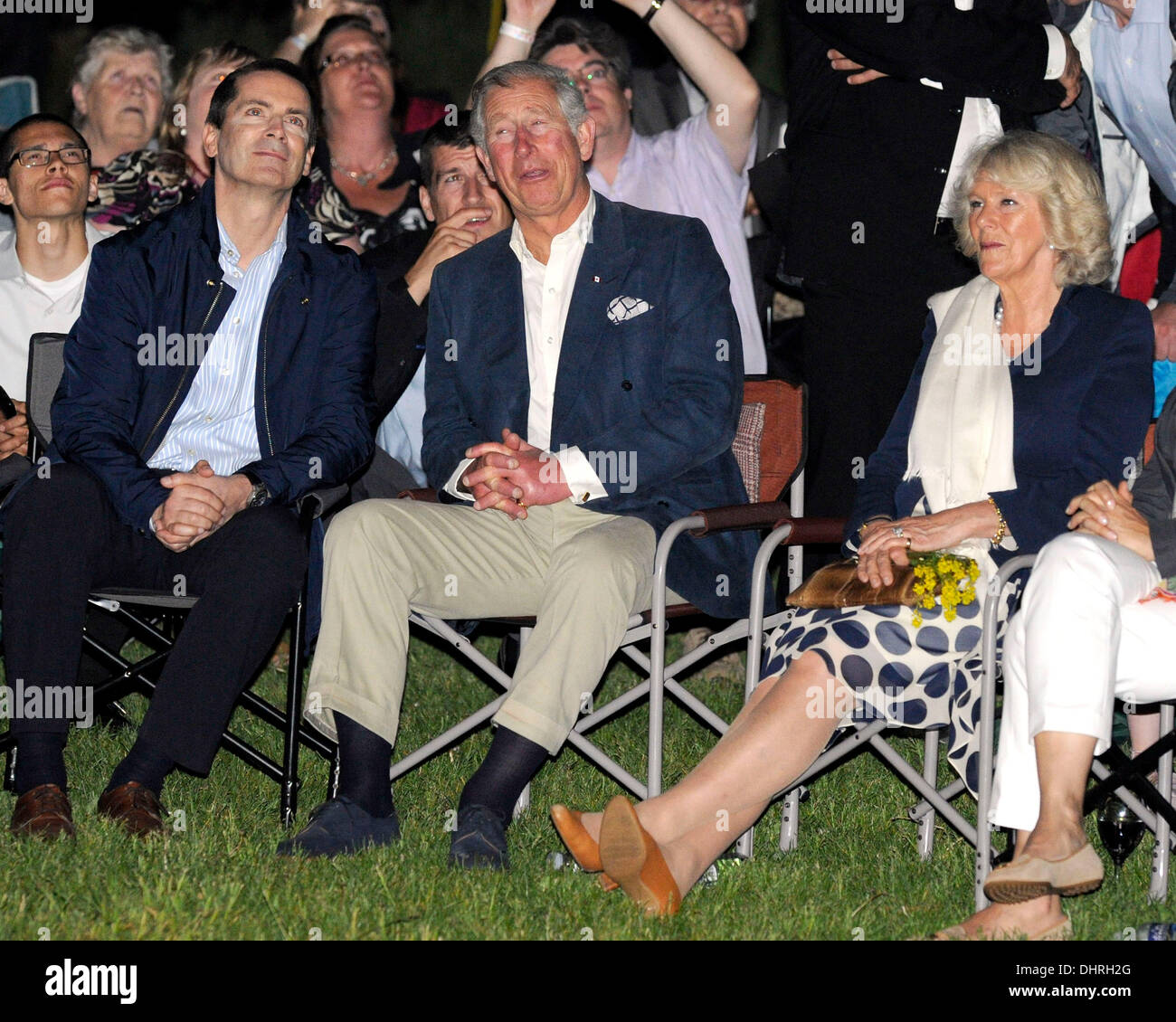 Dalton McGuinty, Premier of Ontario, Prince Charles, The Prince of Wales and Camilla, The Duchess of Cornwall   attend the Victoria Day Firework display at Ashbridges Bay hosted by the Government of Ontario during the 2012 Royal Tour of Ontario, celebrating Her Majesty's Diamond Jubilee.   Toronto, Canada - 21.05.12 Stock Photo