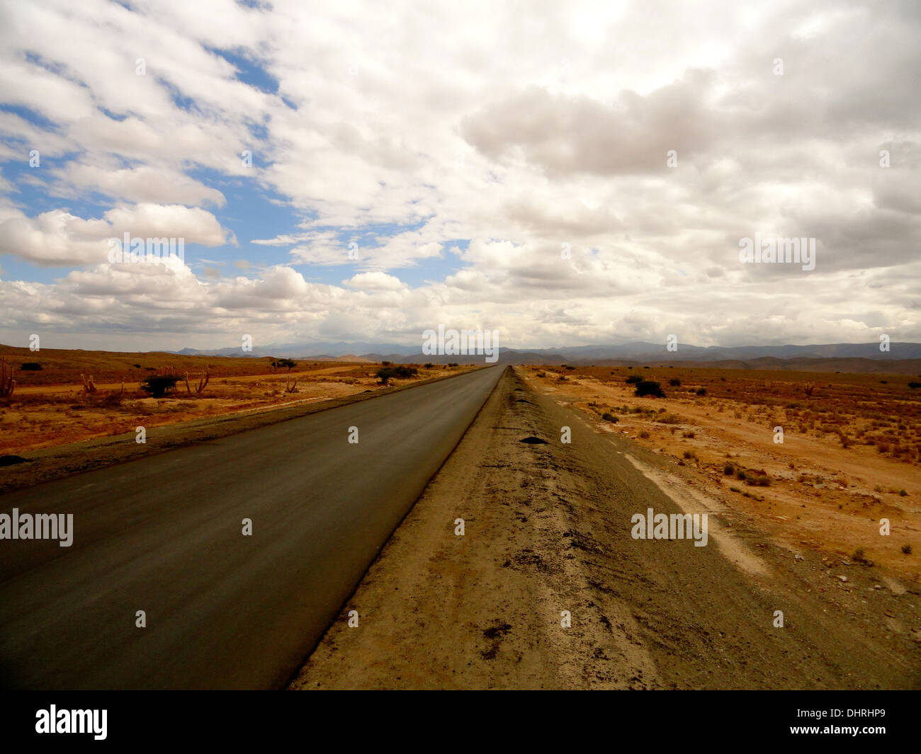 Driving across the Bolivian Altiplano Stock Photo