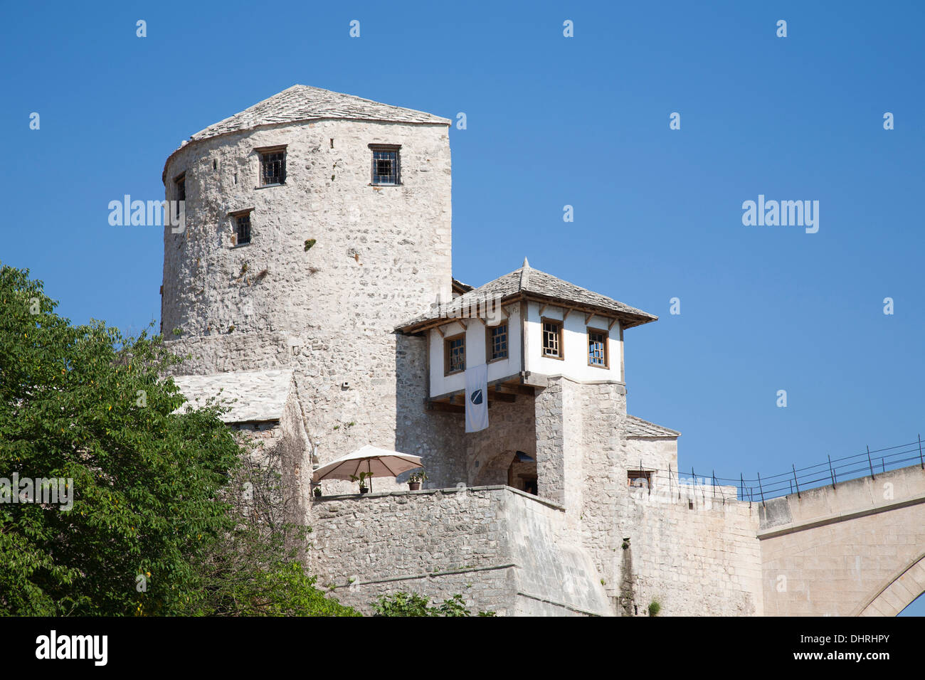 tara tower and the old bridge, mostar, bosnia and herzegovina, europe Stock Photo
