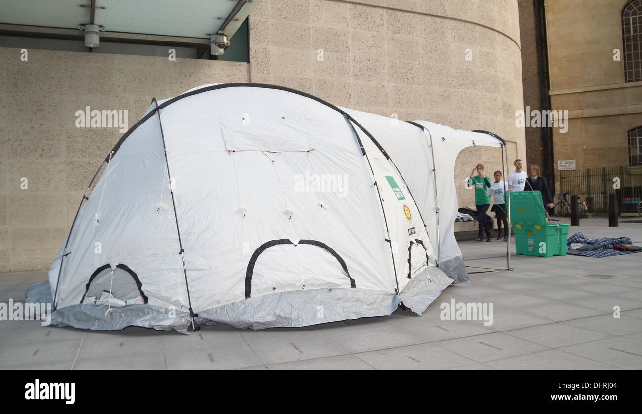 London, UK. 14th November 2013. One of the Shelterbox Tents that are