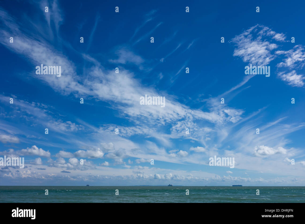 English Channel Skyscape Seascape Blue Skies Blue Sky Stock Photo