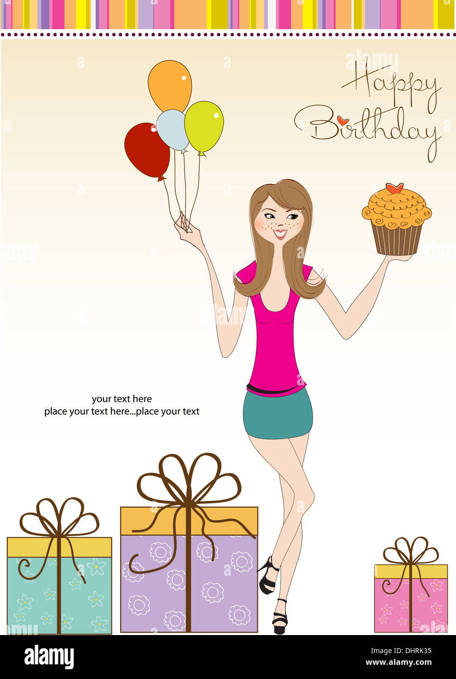 Sweet Sixteen Birthday card with young girl Stock Photo - Alamy