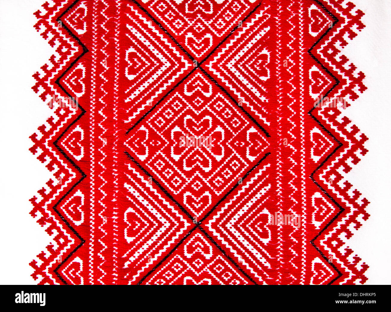 Ukrainian traditional national red and black ornament embroidery Stock Photo