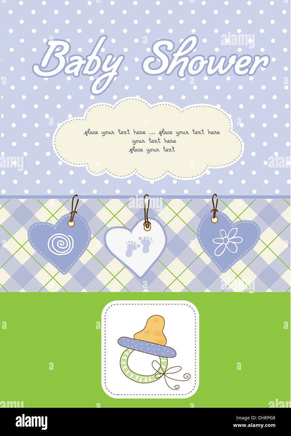 new baby boy shower card with cute pacifier Stock Photo Alamy