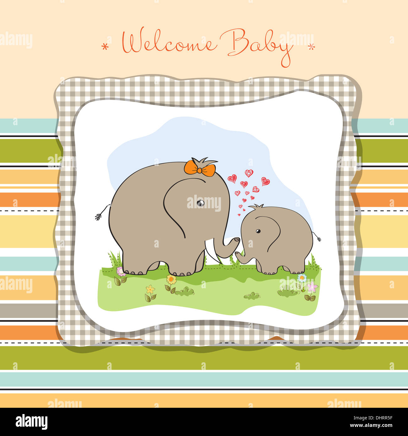 baby shower card with baby elephant and his mother Stock Photo - Alamy