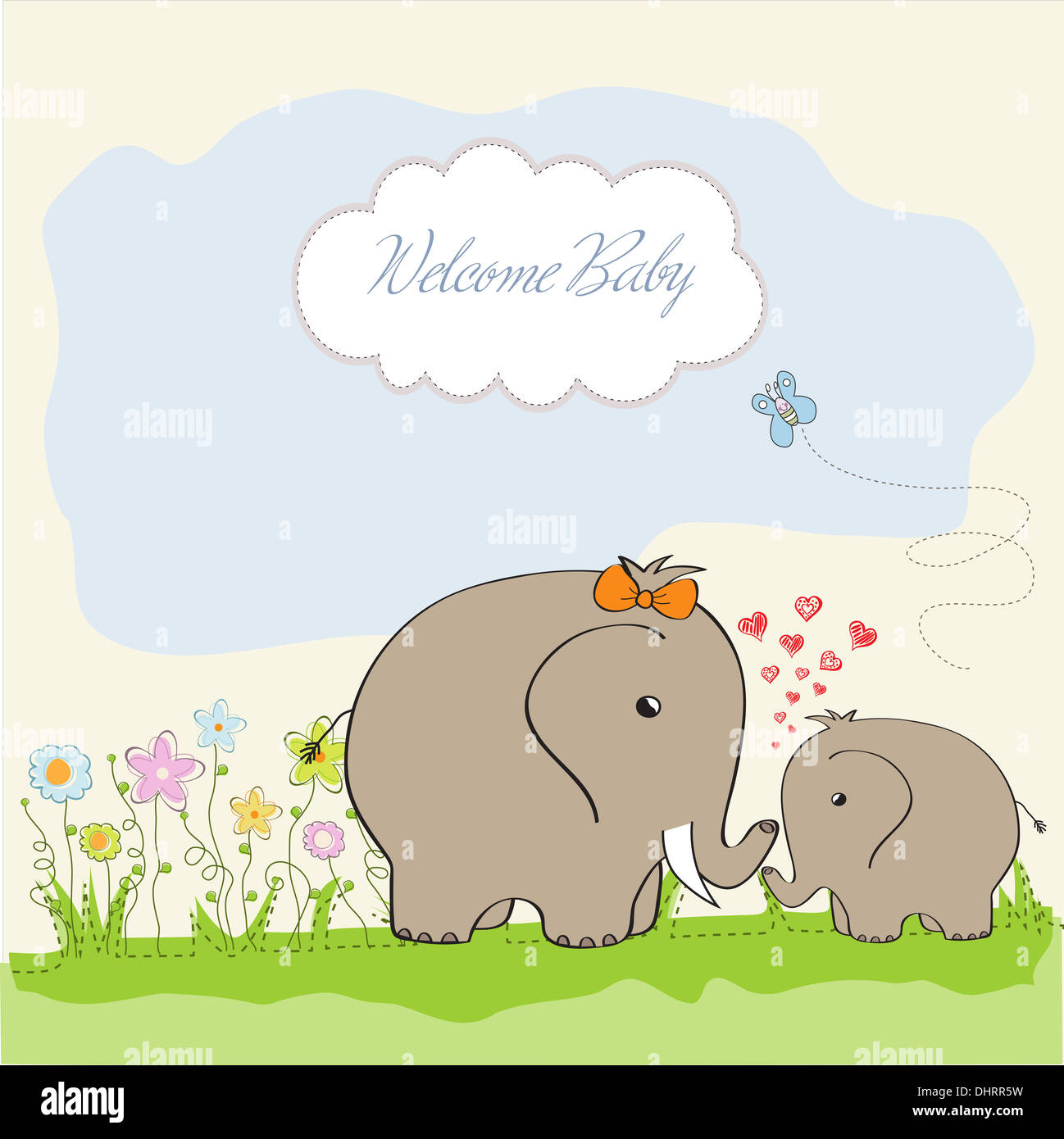 baby shower card with baby elephant and his mother Stock Photo - Alamy