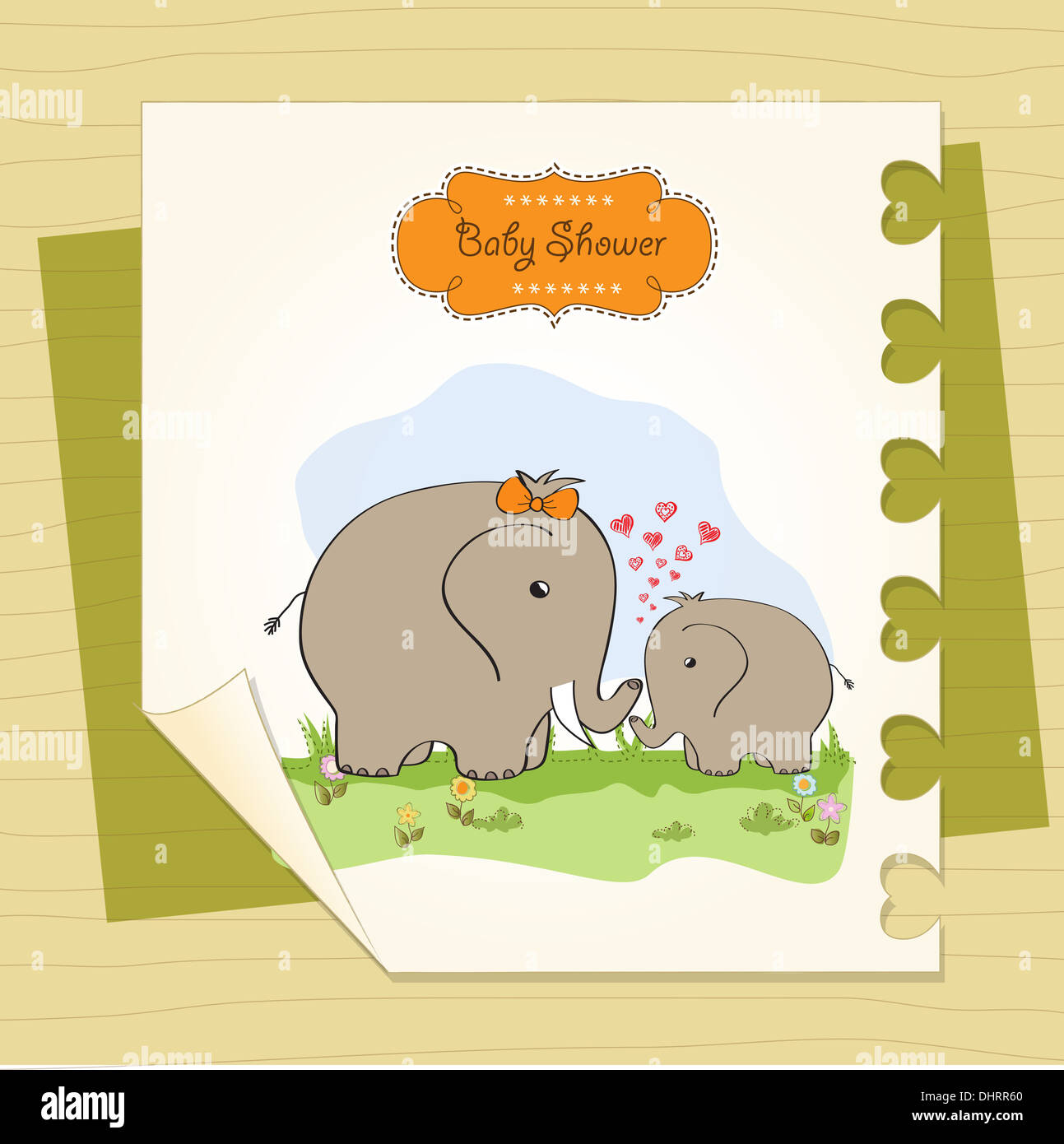 baby shower card with baby elephant and his mother Stock Photo - Alamy