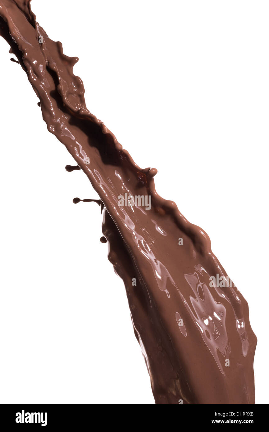 pouring milk chocolate, isolated on white background Stock Photo