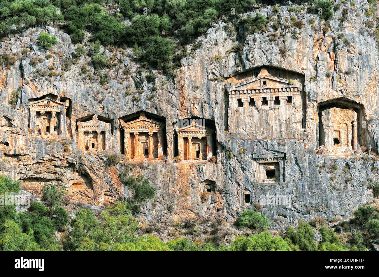 Lycian Rock Tombs Dalyan Turkey soft Stock Photo