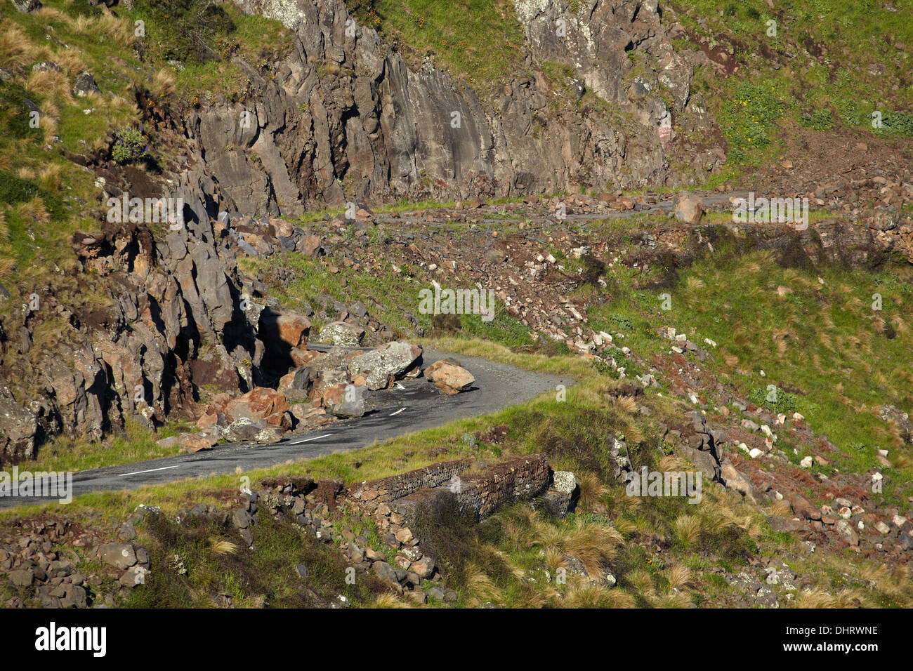 Summit Road, Port Hills (closed due to rockfall from the 2011 earthquake), Christchurch, Canterbury, South Island, New Zealand Stock Photo