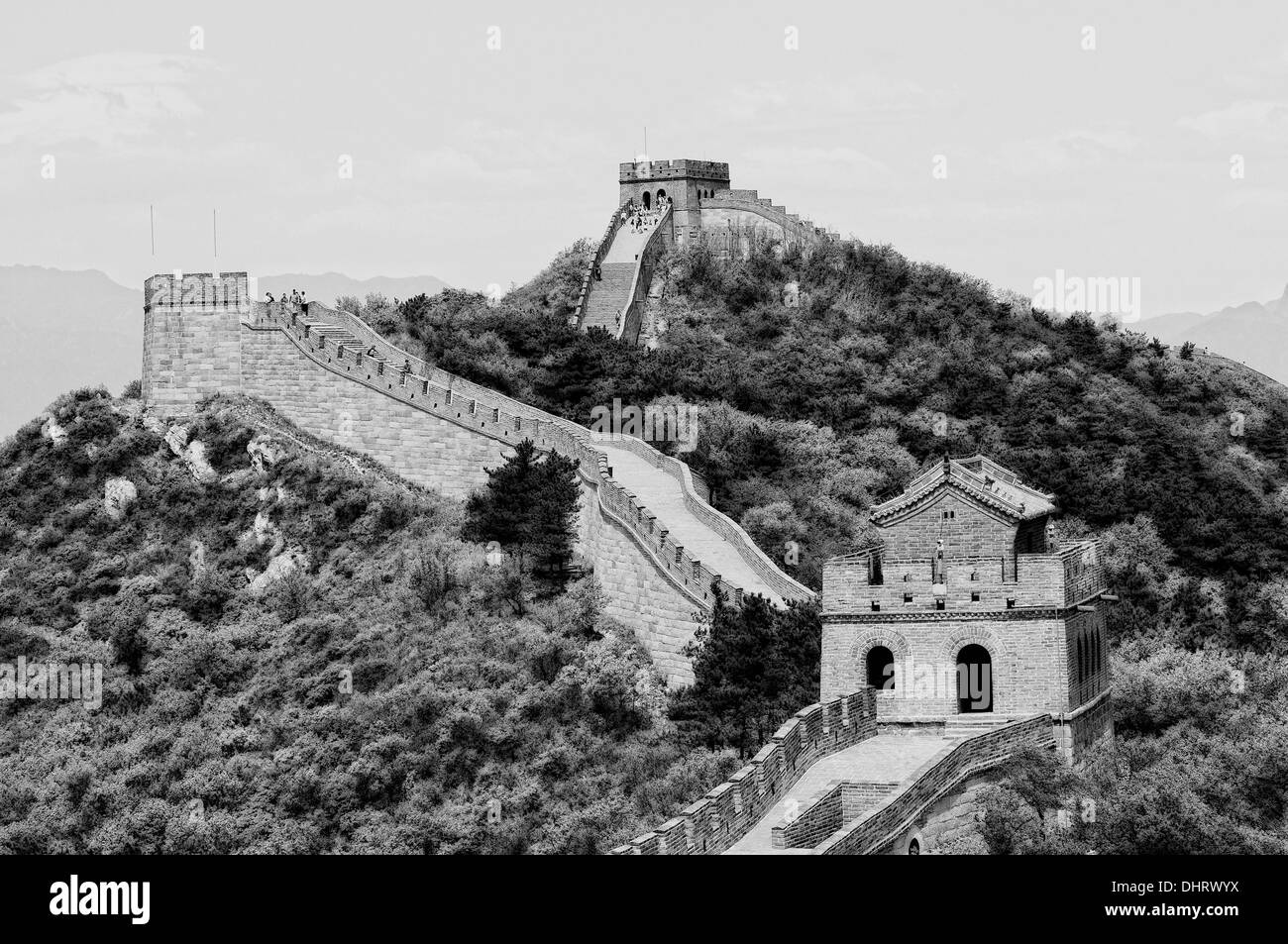 China's great wall black and white soft Stock Photo