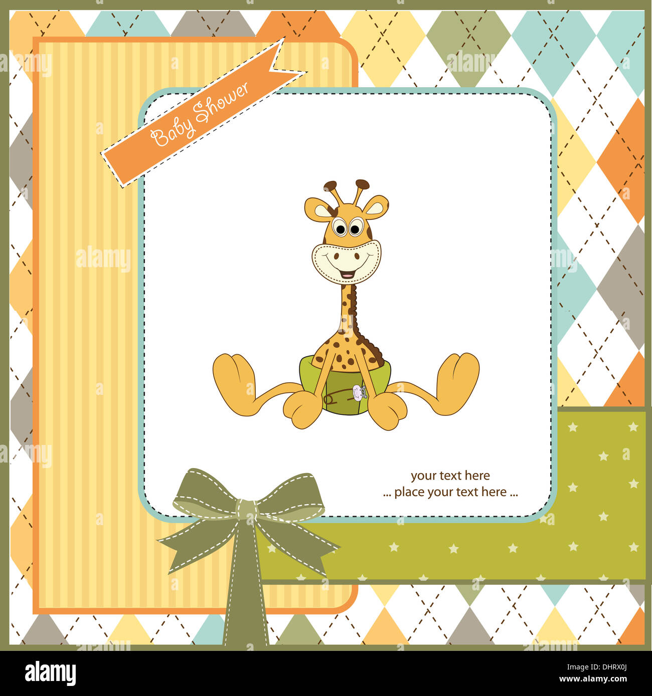 baby shower card with baby giraffe, vector illustration Stock Photo - Alamy