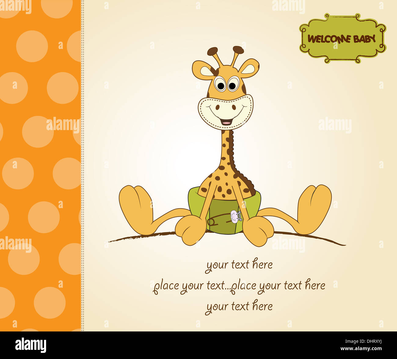 baby shower card with baby giraffe, vector illustration Stock Photo - Alamy