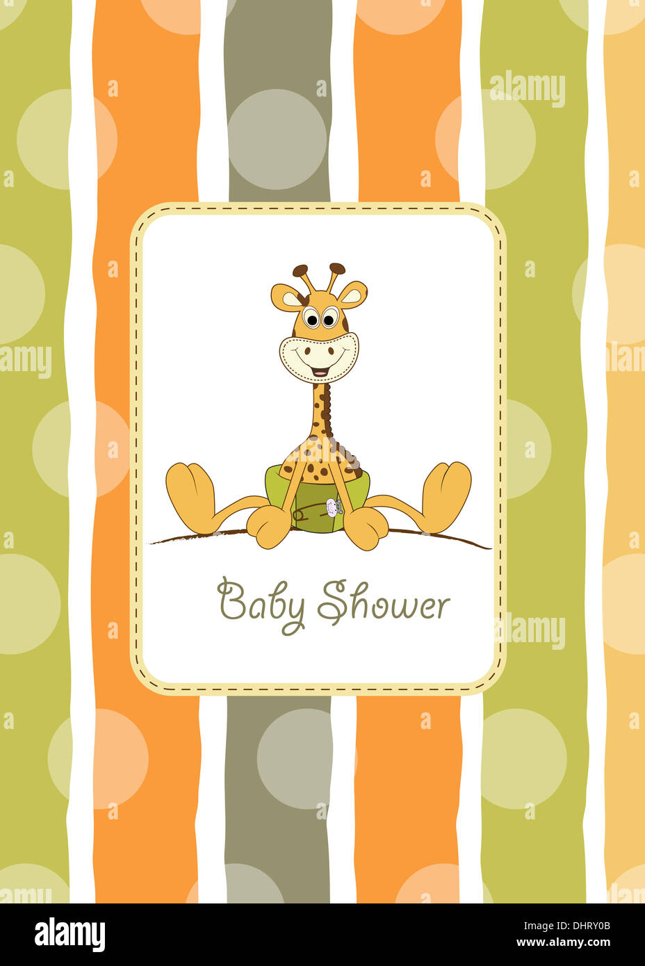 baby shower card with baby giraffe, vector illustration Stock Photo - Alamy