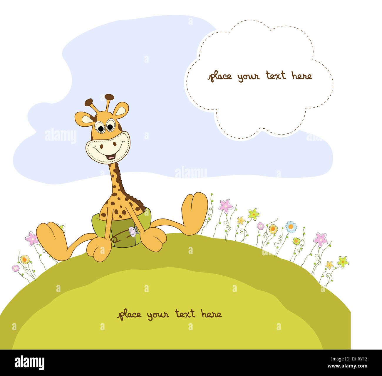 baby shower card with baby giraffe, vector illustration Stock Photo - Alamy