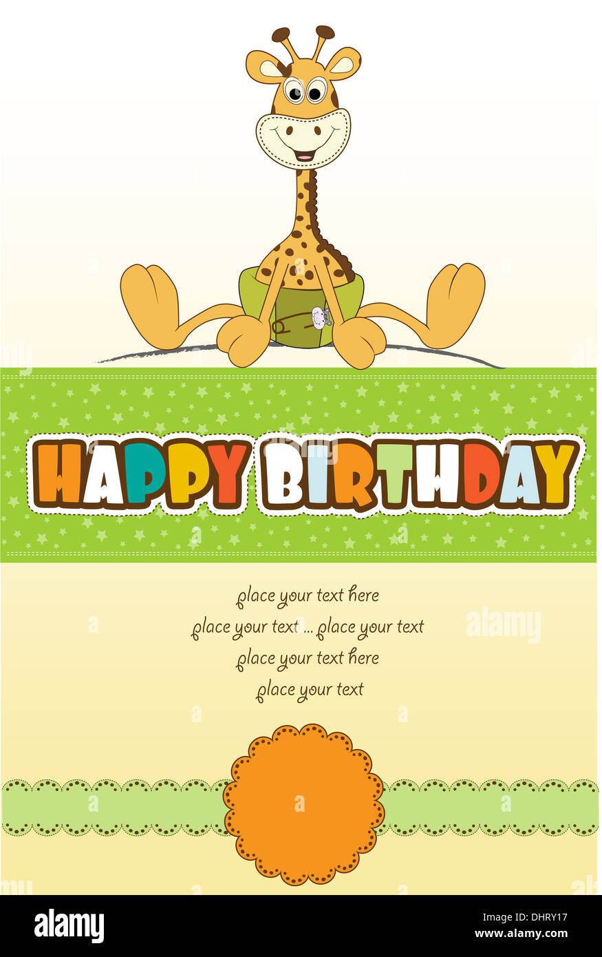 baby shower card with baby giraffe, vector illustration Stock Photo - Alamy