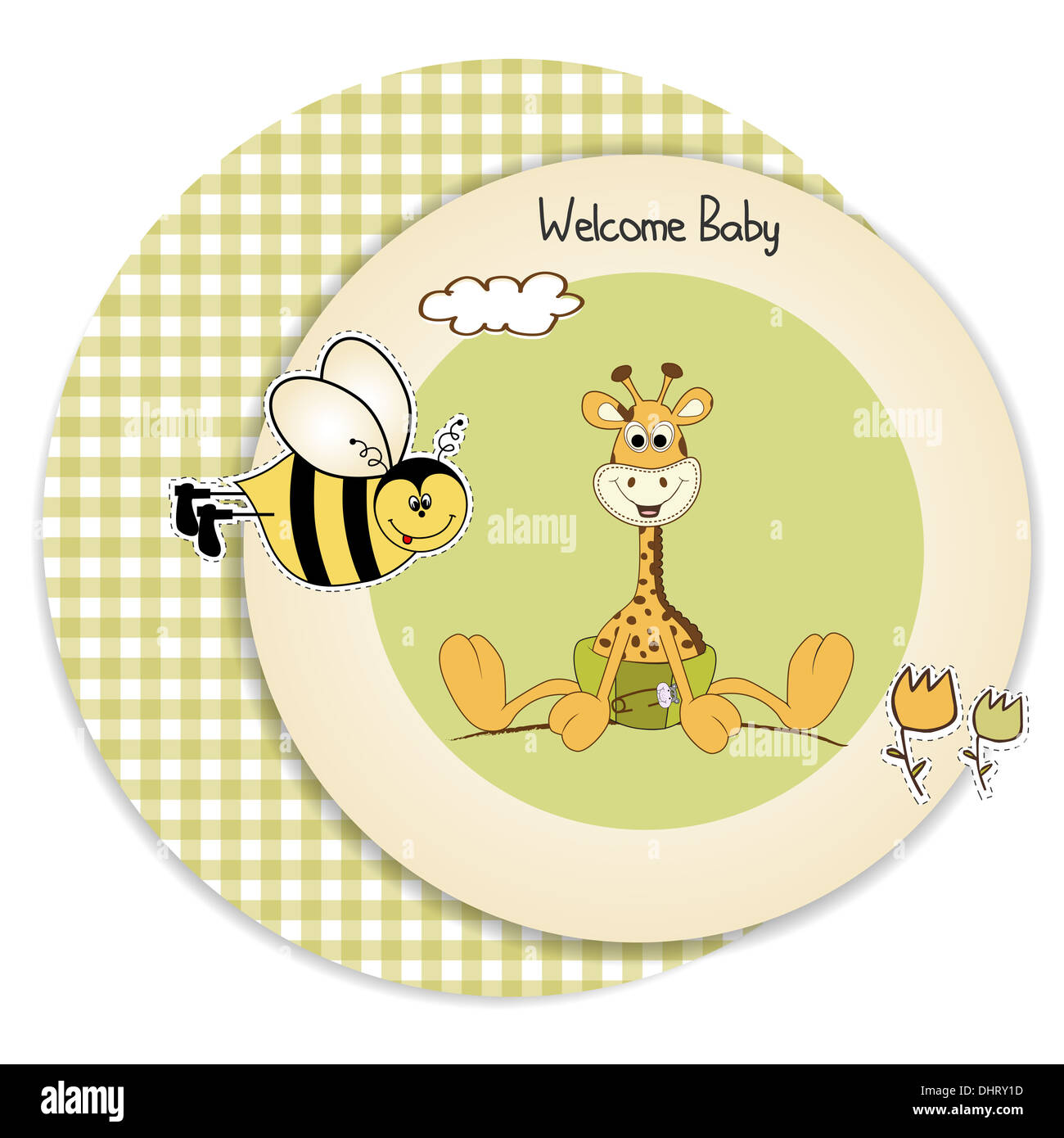 baby shower card with baby giraffe, vector illustration Stock Photo - Alamy